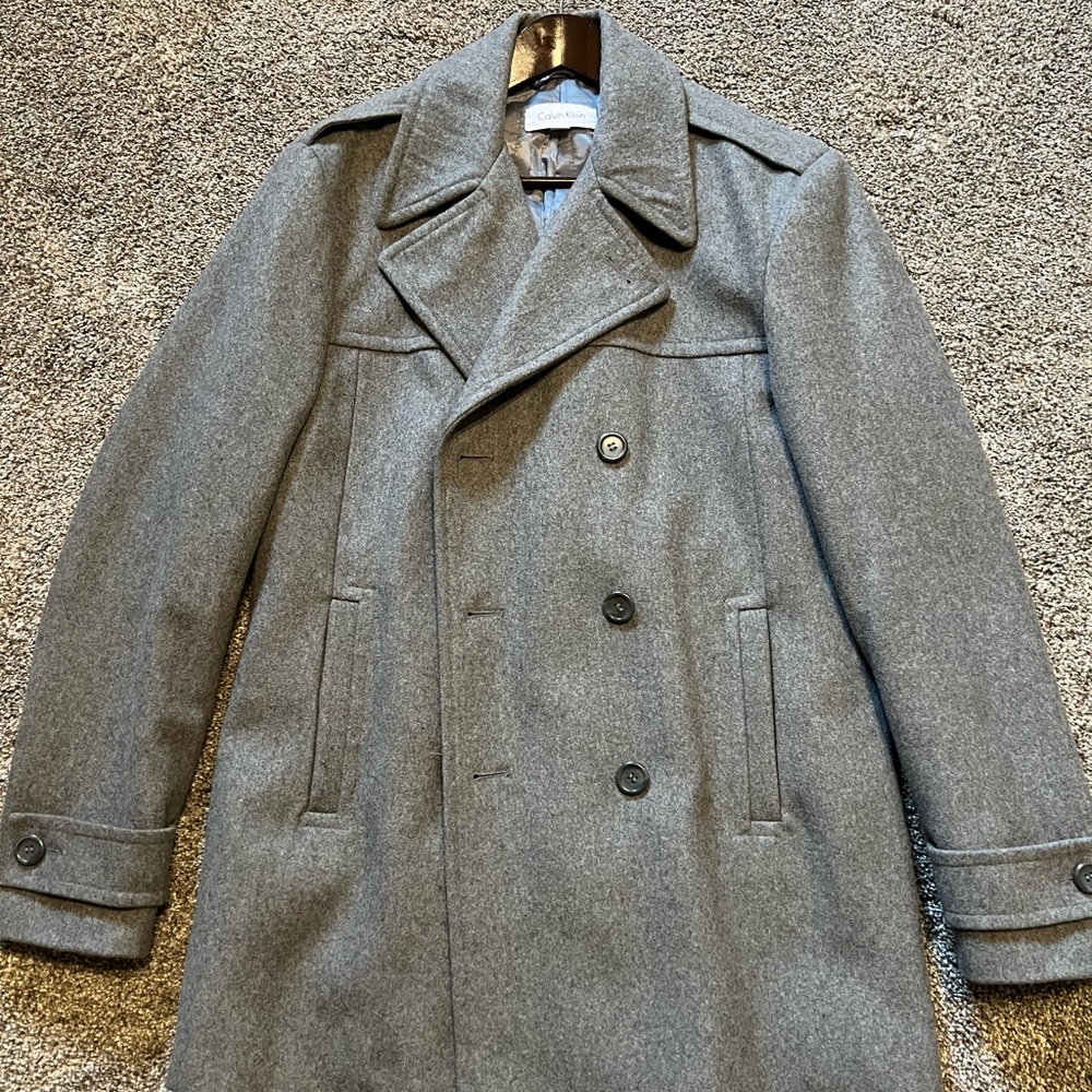 Calvin Klein Gray wool blend pea coat